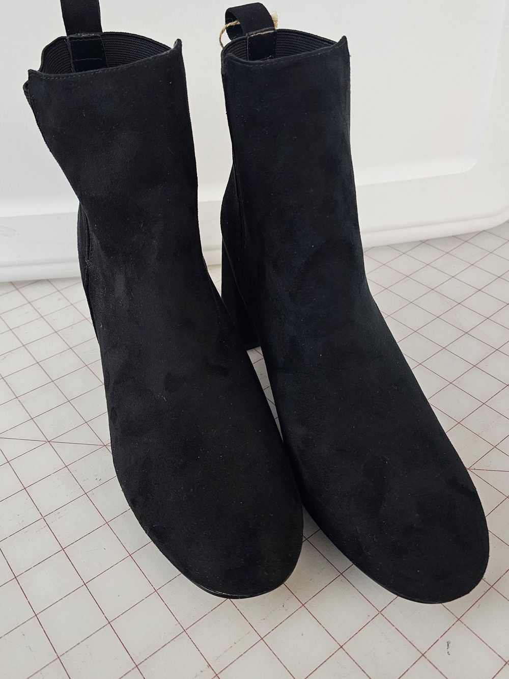 Qupid Black Suede(faux) Block Heel Ankle Booties